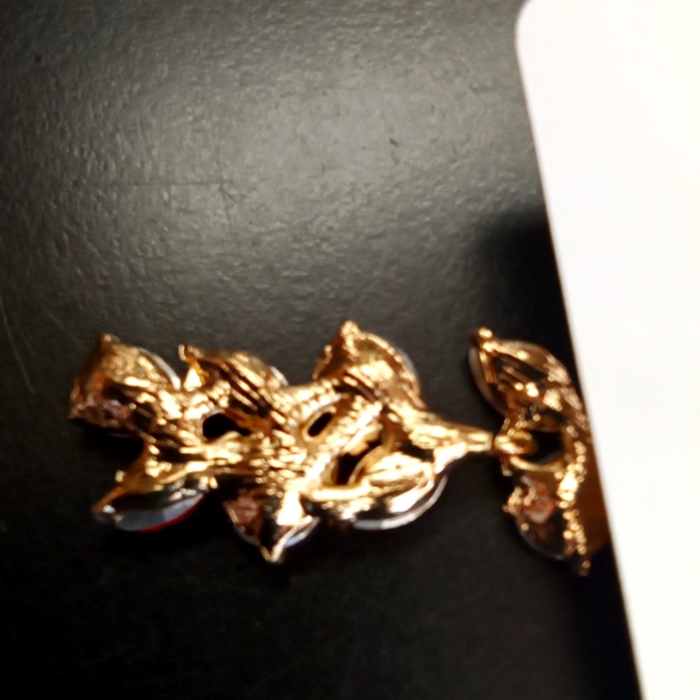 Ruby Red Leaf Post Earrings - Picture 2 of 4
